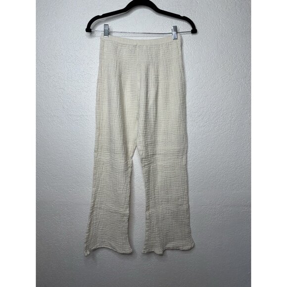 lotus and luna Pants - Lotus & Luna Wide Leg Gauze Pull On Pants in Beige 100% Cotton Size S/M Boho 1C